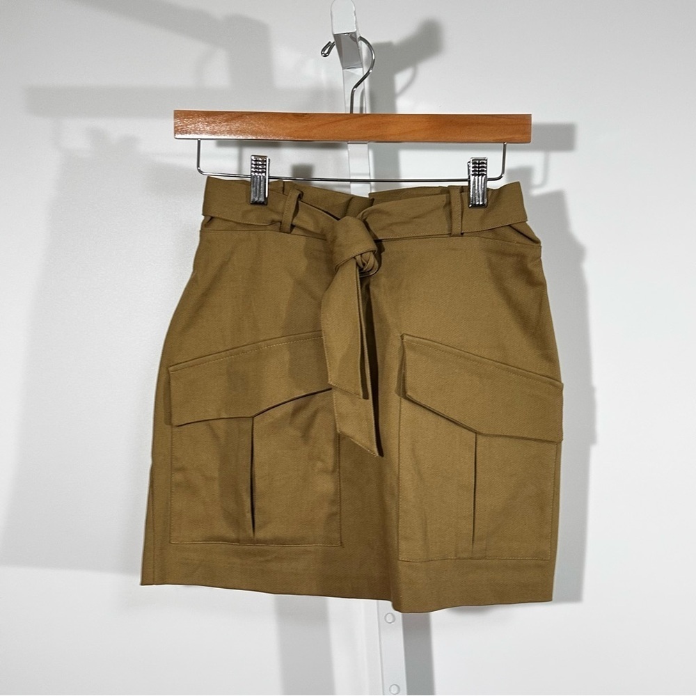 Zara Utility Belted Mini Skirt – Khaki Cargo Pockets Women’s XS (26” Waist)